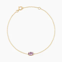 Bracelet Ovale Or Jaune Améthyste
