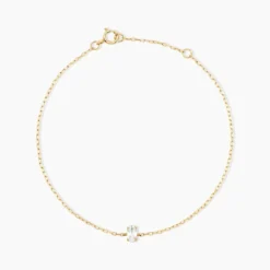 Bracelet Ovale Or Jaune Oxyde De Zirconium