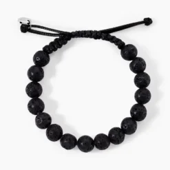 Bracelet Phebus Him Cordon Noir Pierre De Lave