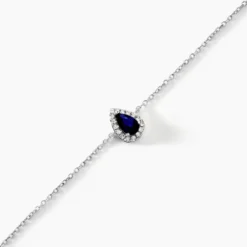 Bracelet Pluie D'Eclat Or Blanc Saphir Et Diamant