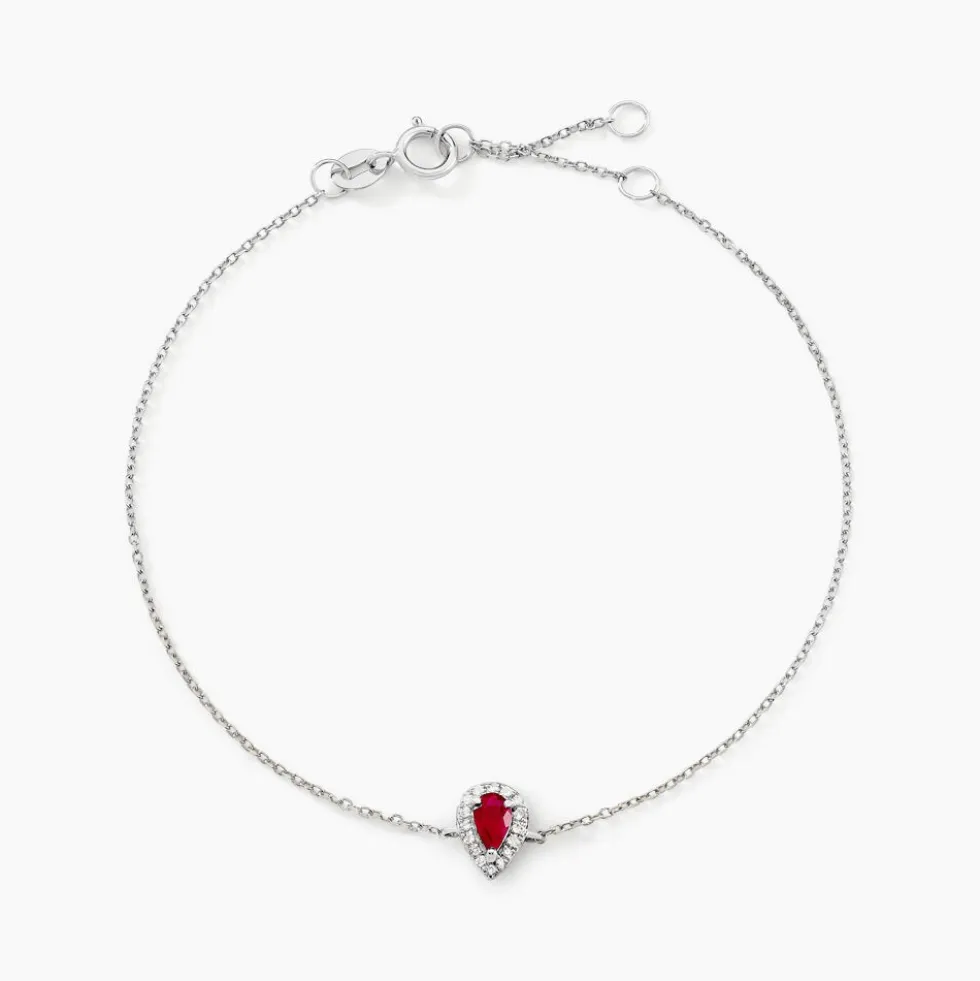 Bracelet Pluie D'Eclat Or Blanc Rubis Et Diamant