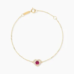 Bracelet Red Velvet Or Jaune Rhodolite Oxyde De Zirconiu