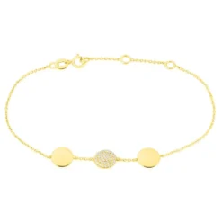 Bracelet Rosette Or Jaune Oxyde De Zirconium