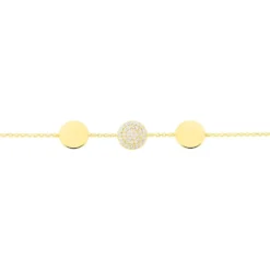 Bracelet Rosette Or Jaune Oxyde De Zirconium