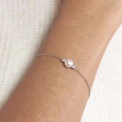 Bracelet Sari Argent Blanc Perle De Culture Et Oxyde De Zirconium