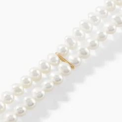 Bracelet Silene 2 Rangs Or Jaune Perle De Culture