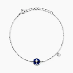 Bracelet Talismania Argent Blanc Lapis Lazuli Oxyde De Zirconium