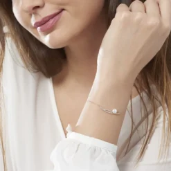 Bracelet Tesnimae Or Jaune Oxyde De Zirconium Et Perle De Culture
