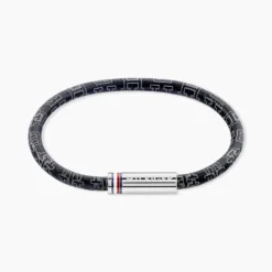 Bracelet Tommy Hilfiger Printed Cord Cuir De Veau Noir