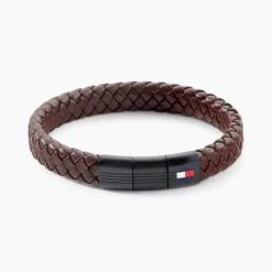 Bracelet Tommy Hilfiger Round Braided Cuir De Veau Marron
