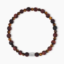 Bracelet Younes Acier Argenté Oeil De Tigre
