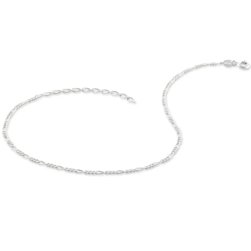Chaîne De Cheville Cleona Maille Alternee 1/3 Argent Blanc