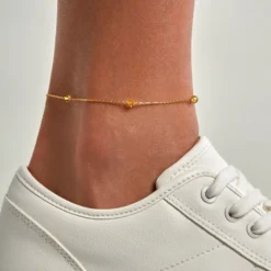 Chaîne De Cheville Edvina Plaqué Or Jaune Cristaux De Swarovski