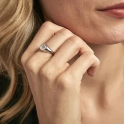 Chevalière Chesley Argent Blanc Oxyde De Zirconium