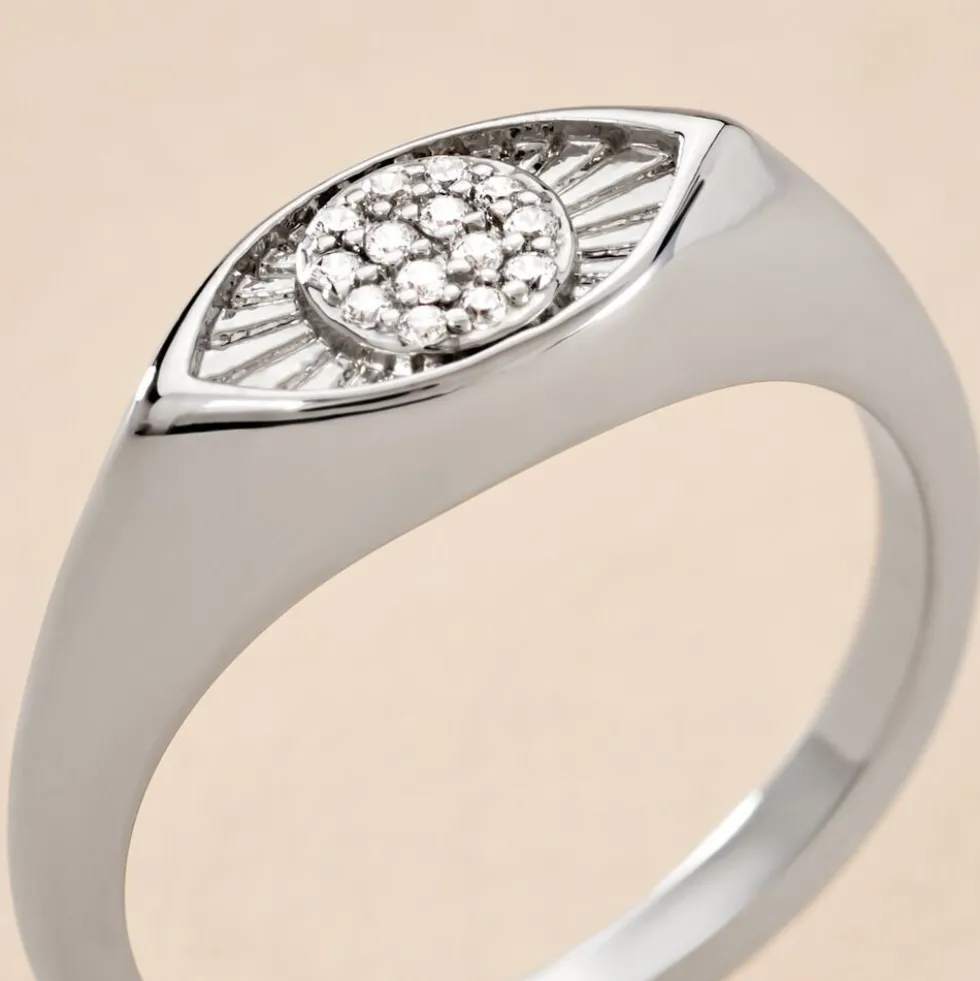 Chevalière Evalyn Argent Blanc Oxyde De Zirconium