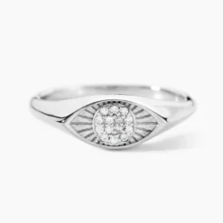 Chevalière Evalyn Argent Blanc Oxyde De Zirconium