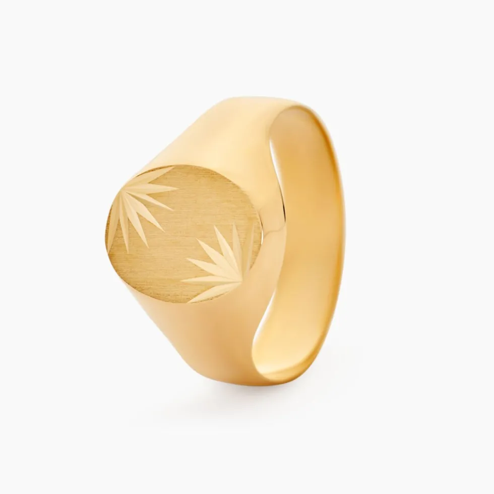 Chevalière Gerrard Ovale Diamantee Soleil Or Jaune