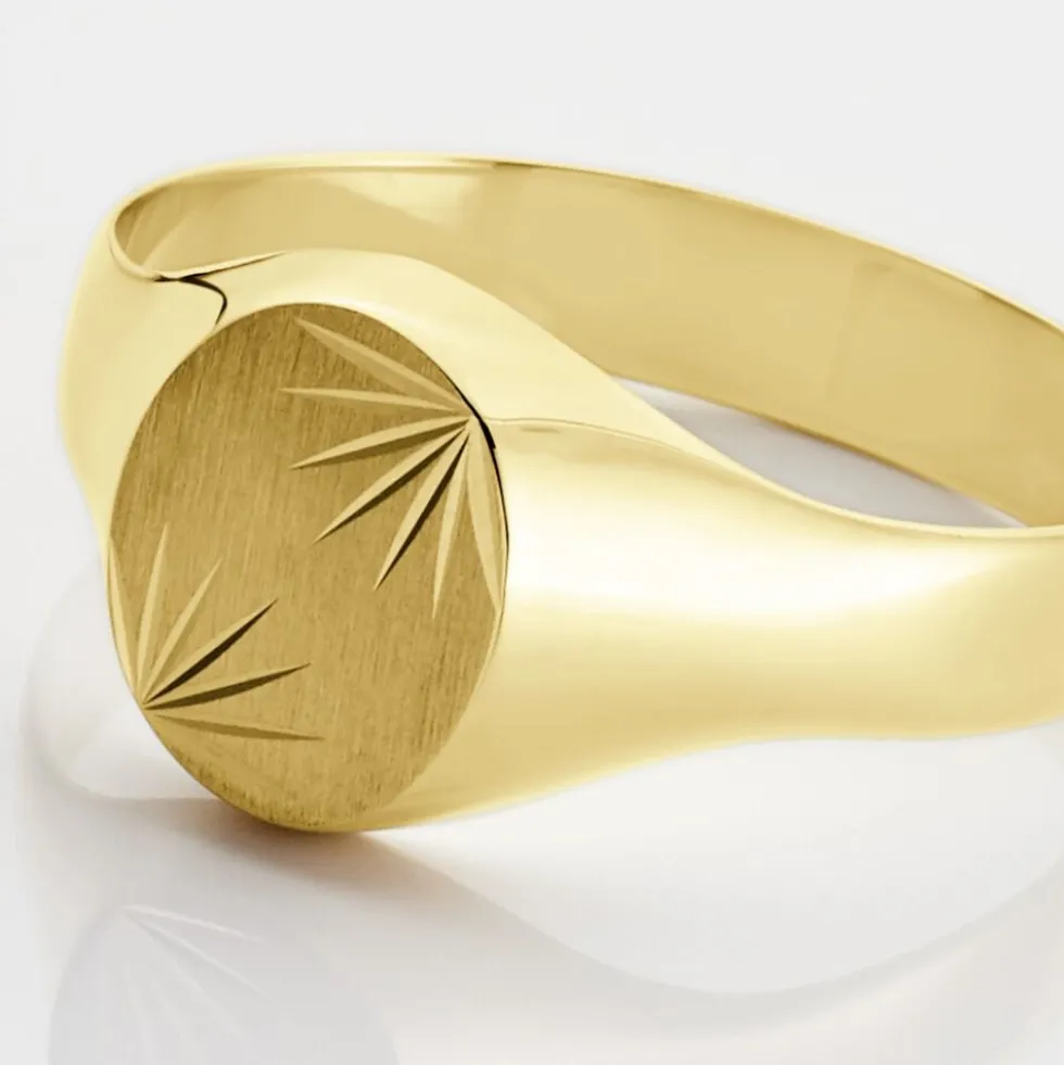 Chevalière Gerrard Ovale Diamantee Soleil Or Jaune
