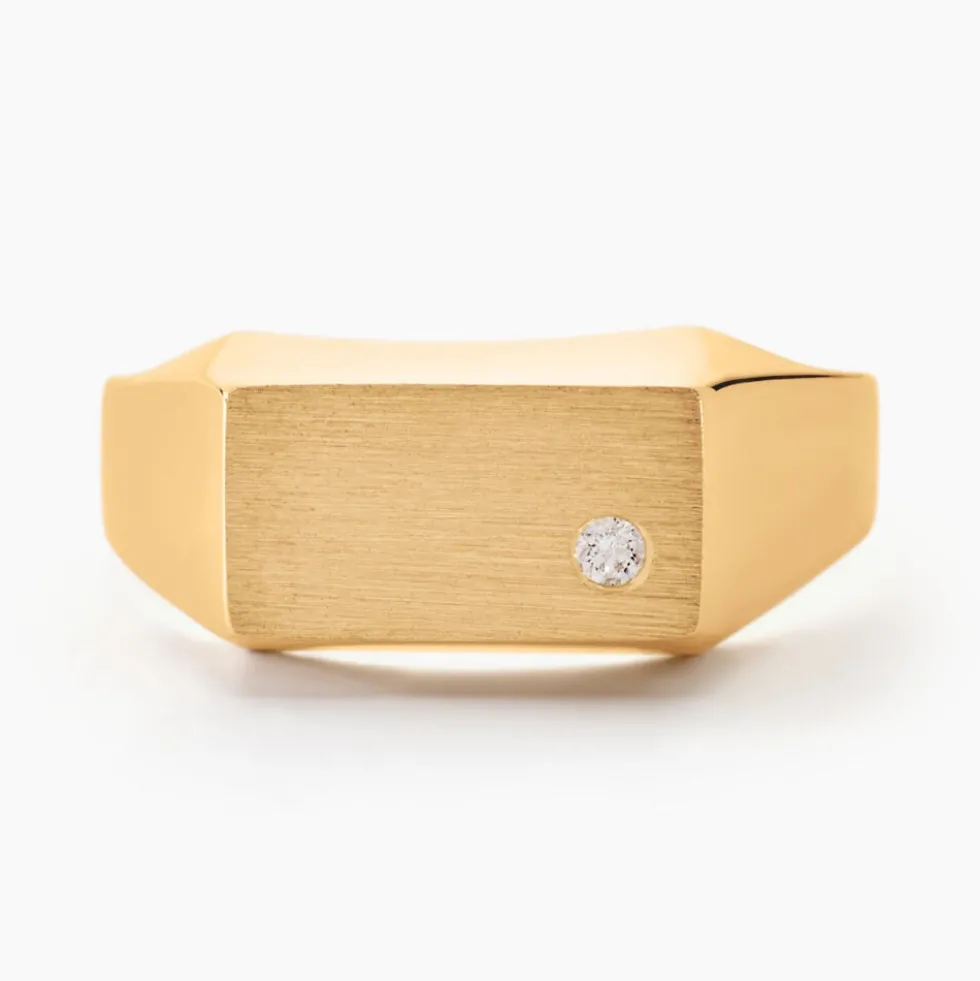 Chevalière Leyton Rectangle Or Jaune Oxyde De Zirconium