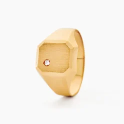 Chevalière Malcolm Carree Or Jaune Oxyde De Zirconium