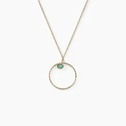 Collier Acier Doré Amazonite
