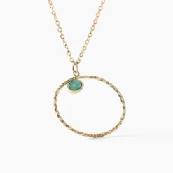 Collier Acier Doré Amazonite