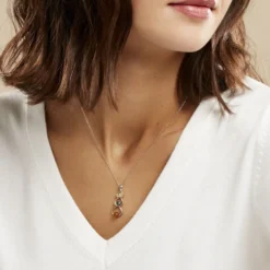 Collier Agneta Argent Blanc Ambre