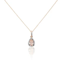 Collier Alice Or Rose Morganite Et Oxyde De Zirconium