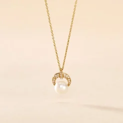 Collier Aloys Or Jaune Perle De Culture Et Oxyde De Zirconium