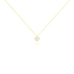 Collier Amaryllis Coeur Or Jaune Nacre