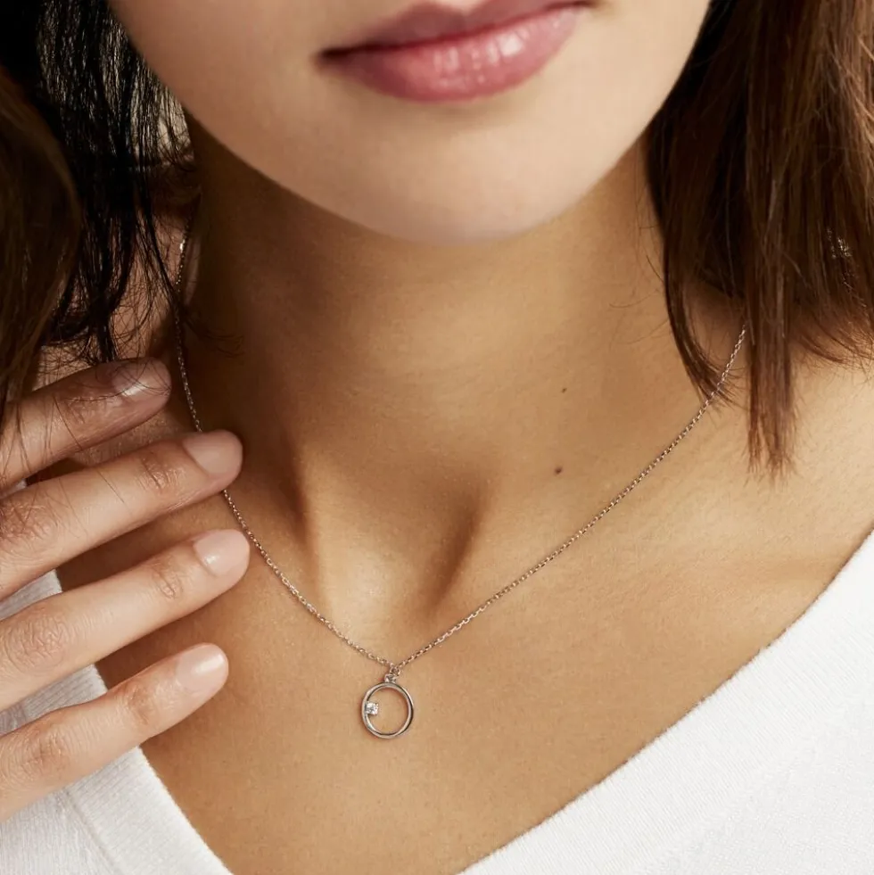 Collier Anas Argent Blanc Oxyde De Zirconium