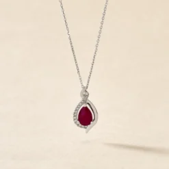 Collier Angelika Or Blanc Rubis Et Diamant
