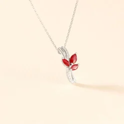 Collier Angie Or Blanc Diamant Et Rubis