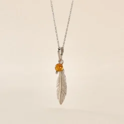 Collier Argent Blanc Adriane Ambre