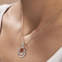 Collier Argent Blanc Alanna Ambre
