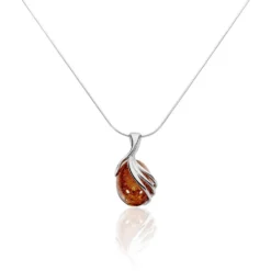 Collier Argent Blanc Aleina Ambre