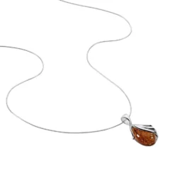 Collier Argent Blanc Aleina Ambre