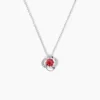 Collier Argent Blanc Clover Verre Oxydes De Zirconium