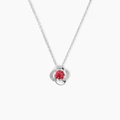 Collier Argent Blanc Clover Verre Oxydes De Zirconium