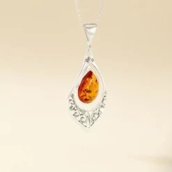 Collier Argent Blanc Doralyn Ambre