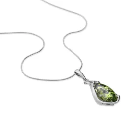Collier Argent Blanc Elga Ambre