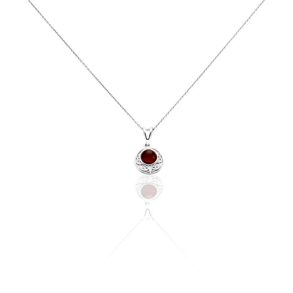 Collier Argent Blanc Mystica Ambre