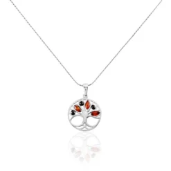 Collier Argent Blanc Odaya Ambre