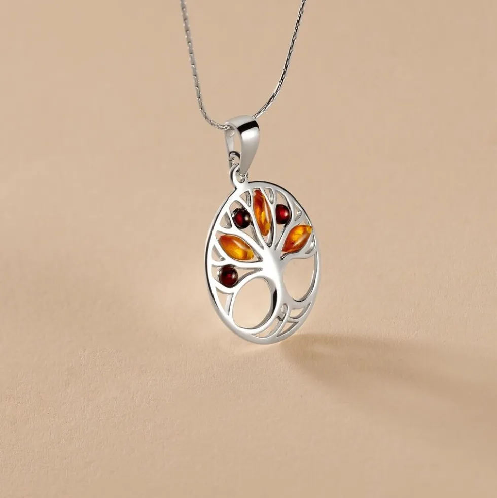 Collier Argent Blanc Odaya Ambre