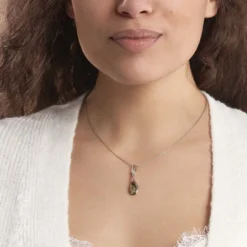 Collier Argent Blanc Odilon Ambre