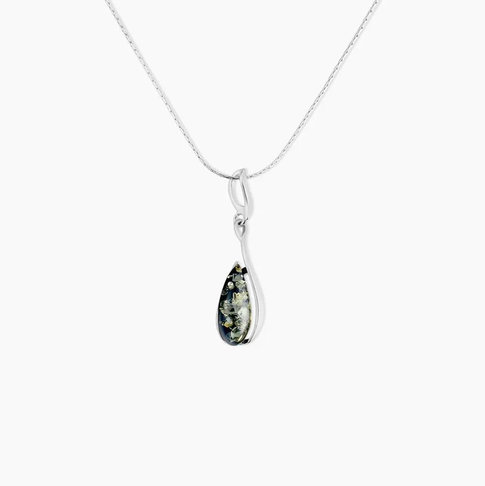 Collier Argent Blanc Odilon Ambre