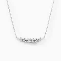 Collier Argent Blanc Precieux Flocon Oxyde De Zirconium