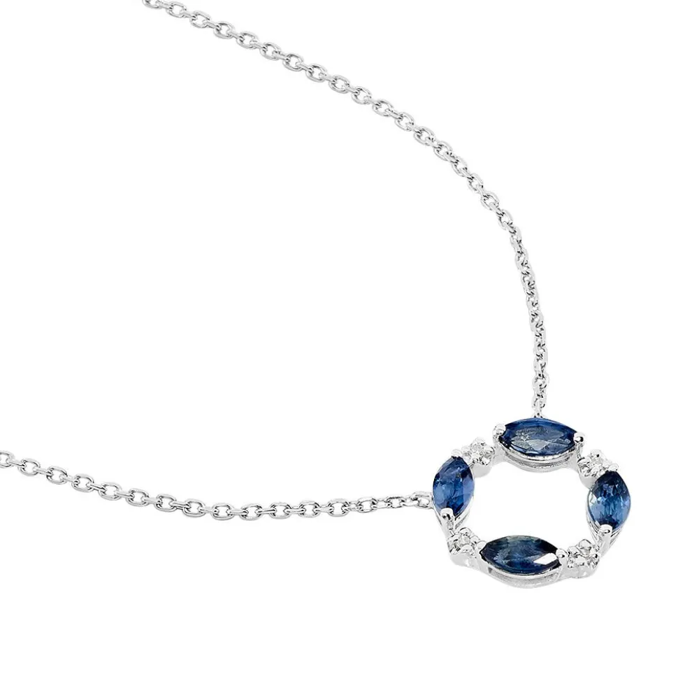 Collier Arlina Or Blanc Saphir Et Diamant