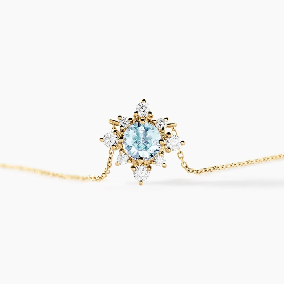 Collier Astrithr Or Jaune Topaze Oxyde De Zirconium