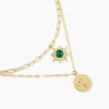 Collier Athena Acier Doré Malachite